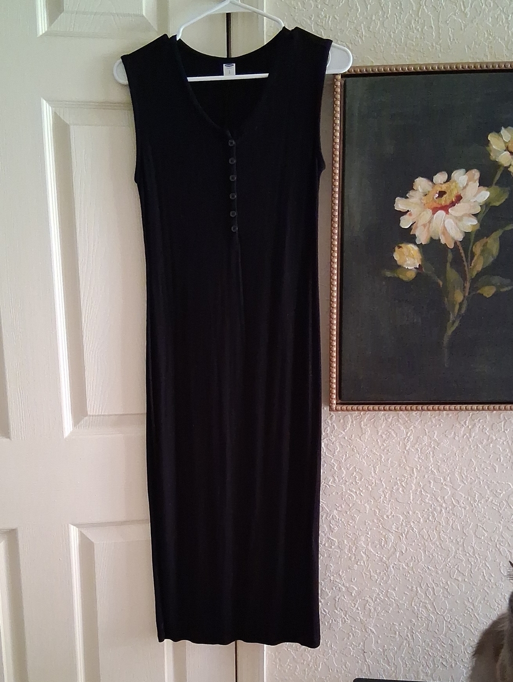 Old Navy Black Sleeveless Maxi Dress with Button-Front
